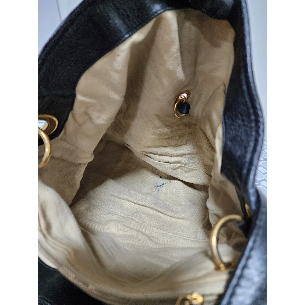 Yves Saint Laurent Vintage Capri Grain Leather Hobo Bag Black